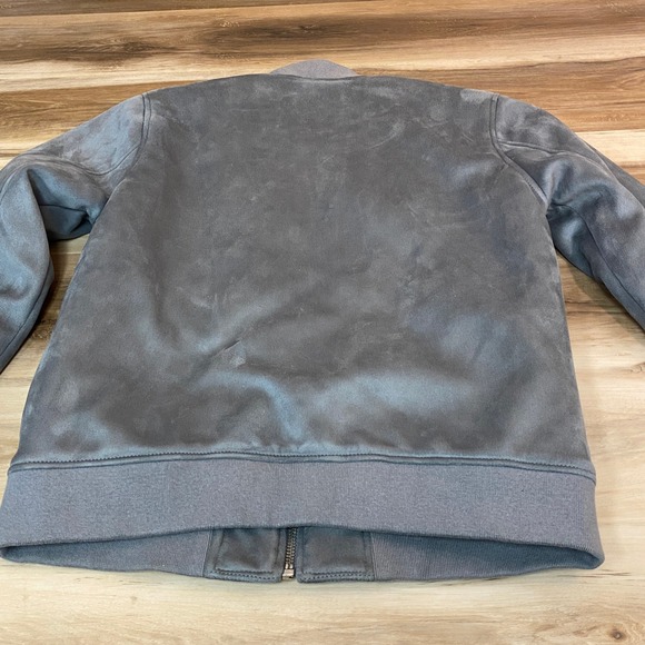 Abercrombie & Fitch Bomber Jacket Mens Large Gray Full Zip Ribbed Faux Suede - Picture 10 of 10